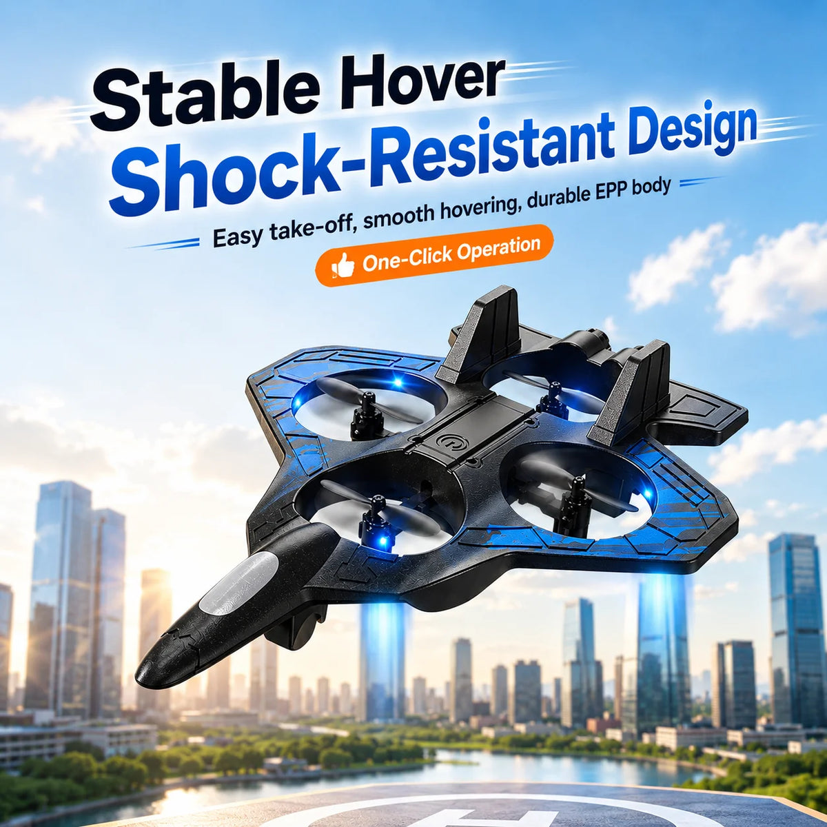 YL87 EPP Foam RC Fighter Plane With LED Lights and 360 Stunts for Kids