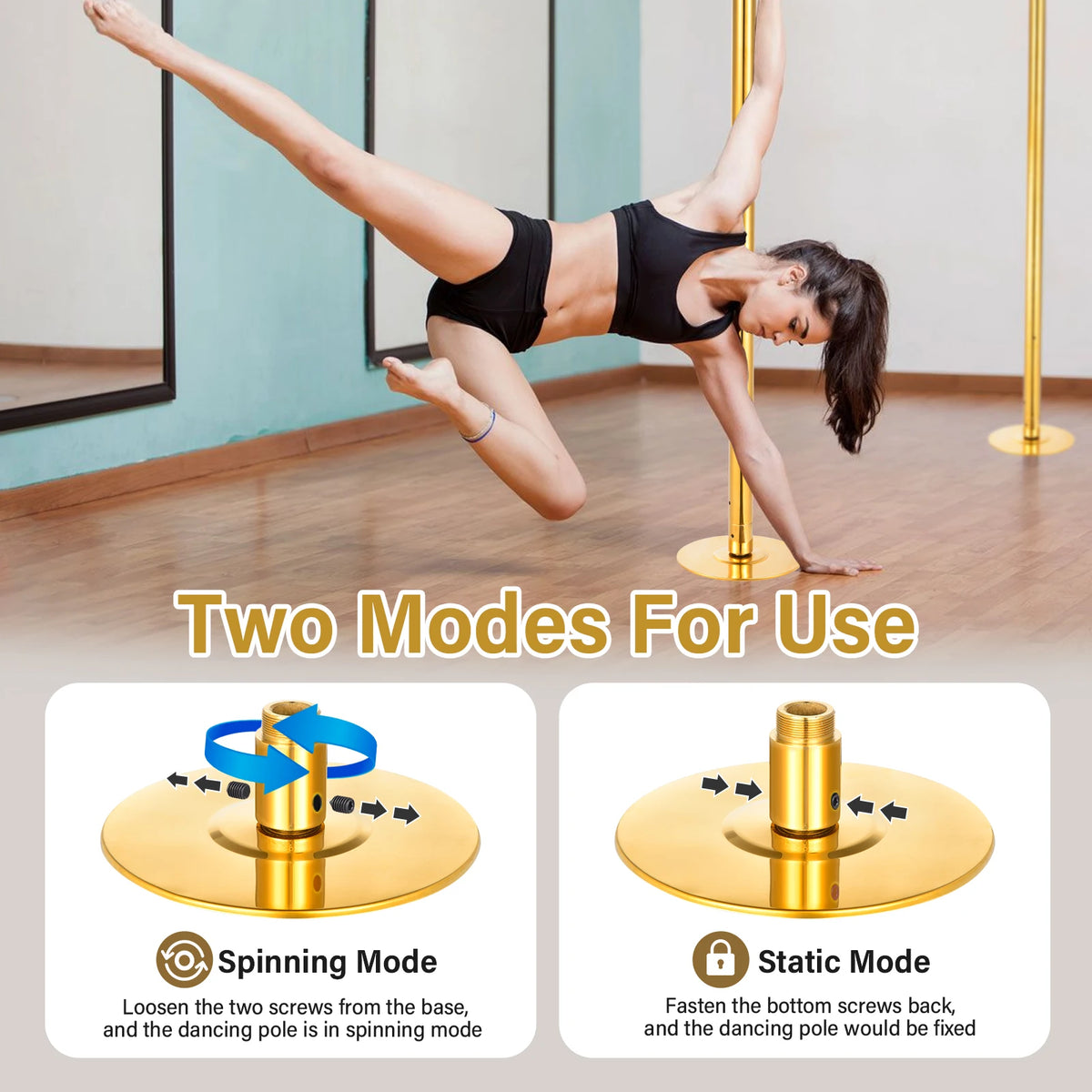 45mm Adjustable Portable Dance Pole Kit for Spinning and Static Fitness