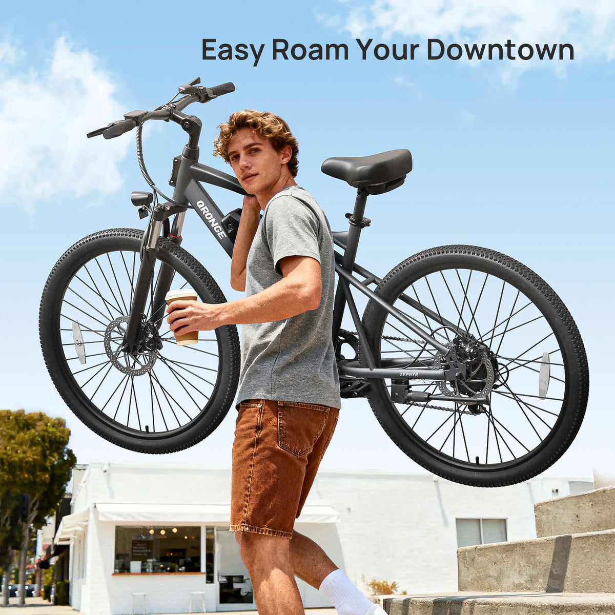 QRONGE Zephyr 1000W Electric Mountain Bike 486Wh Battery Full Suspension