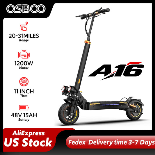Off Road Electric Scooter, 48V 15AH Folding E-Scooter for Adult Up to 31Mph & 31Miles, 1200W Motor, 11" All Terrain Tire with Dual Suspension & Side Light