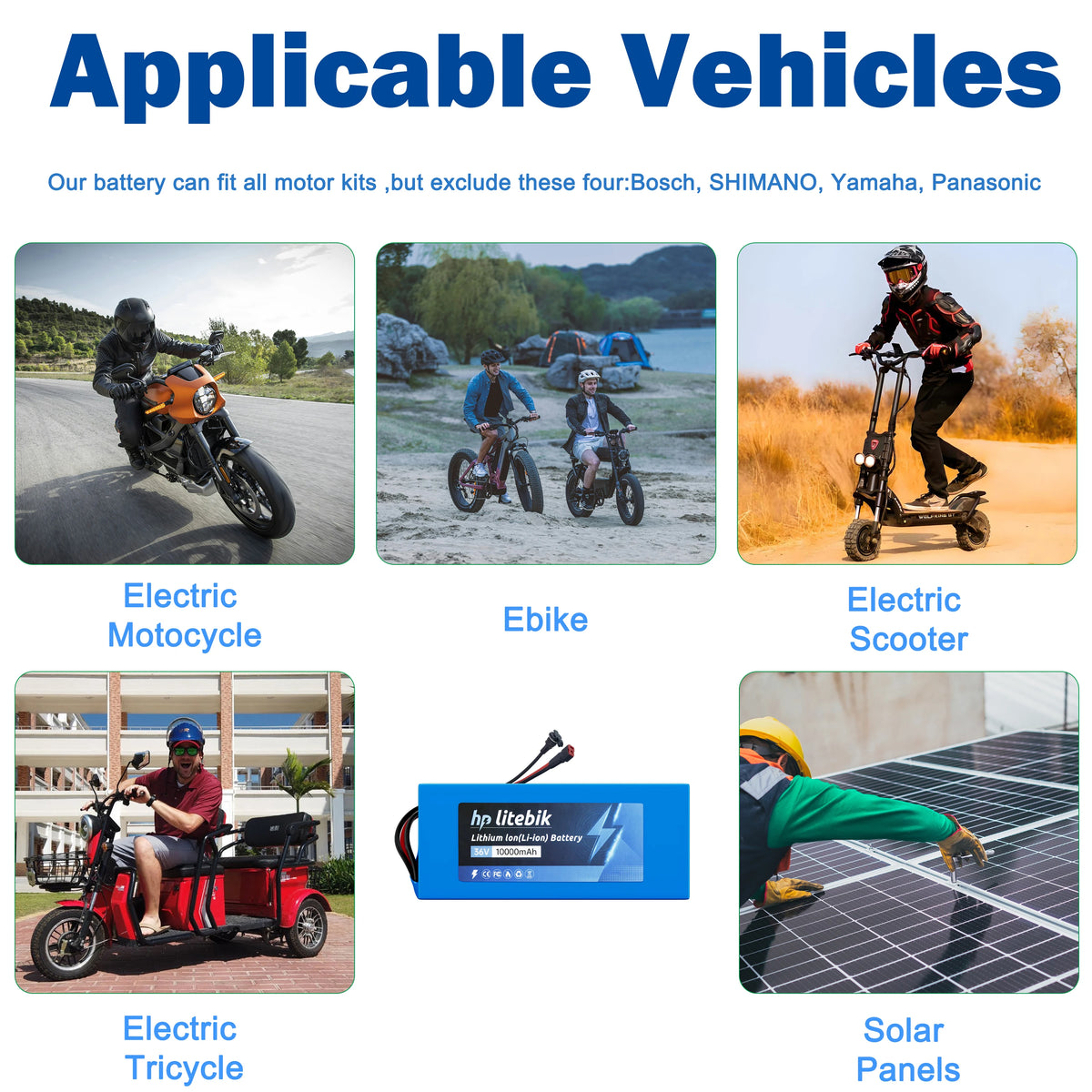 24V 36V 48V Battery, 10Ah/ 14AH/ 16AH/ 20AH Ebike Battery for 200-1200W Electric Bike Bicycle, Scooter and Other Motor