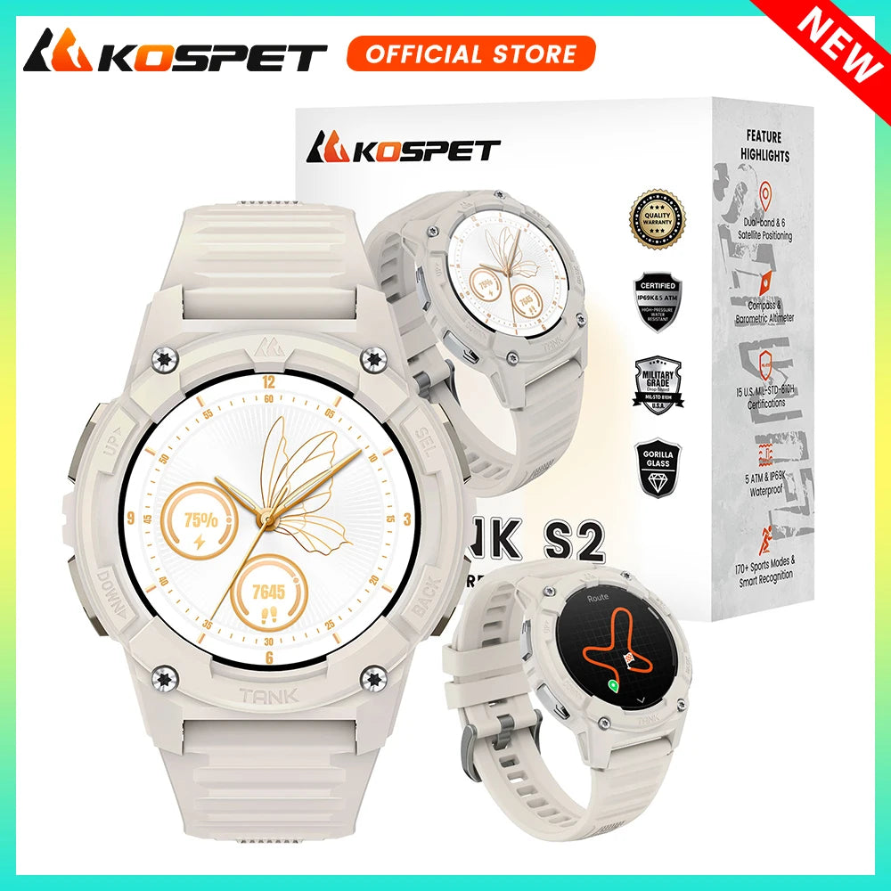 KOSPET Tank S2 GPS Smartwatch for Women with AMOLED IP69K Waterproof