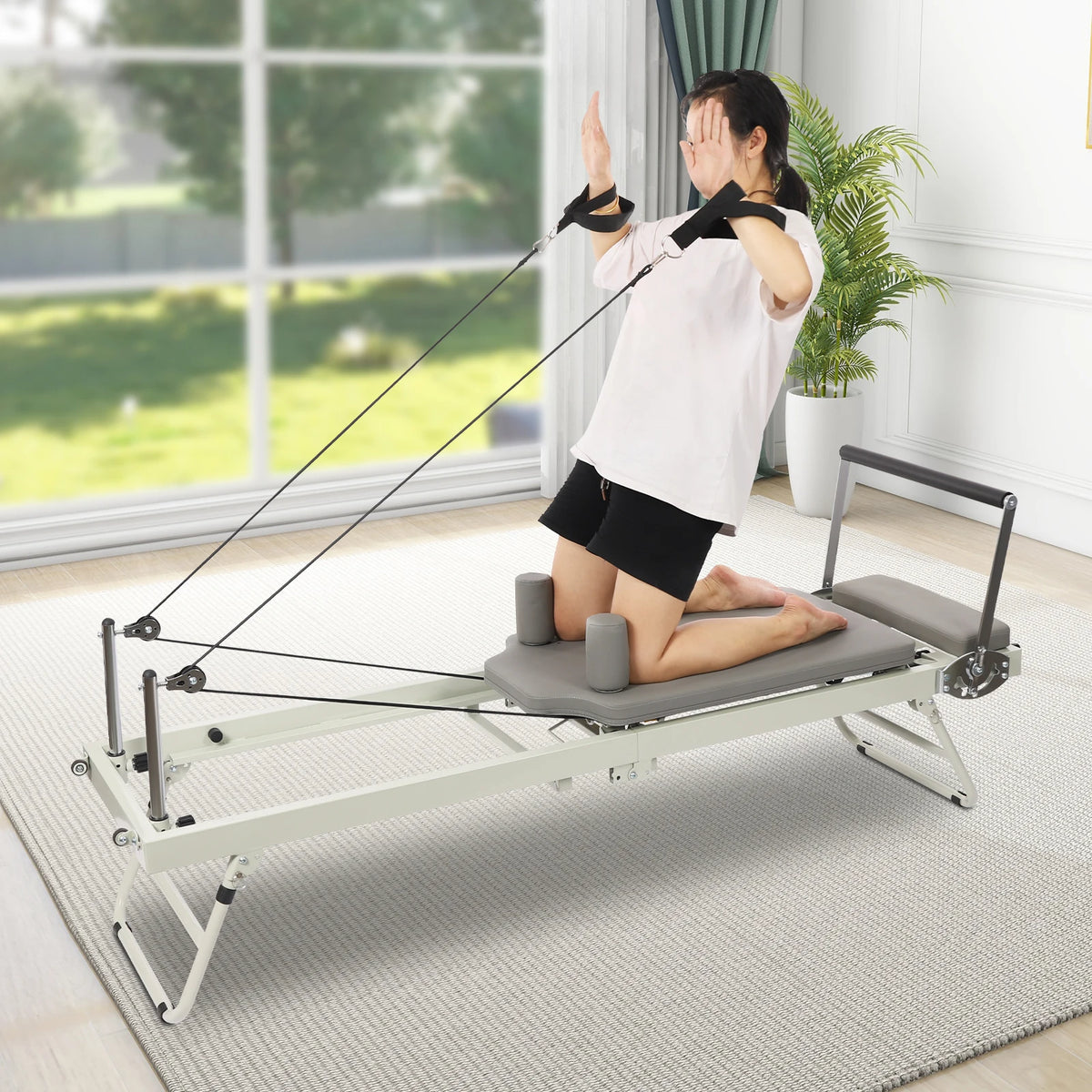 Foldable Pilates Reformer Machine Portable Home Fitness Equipment
