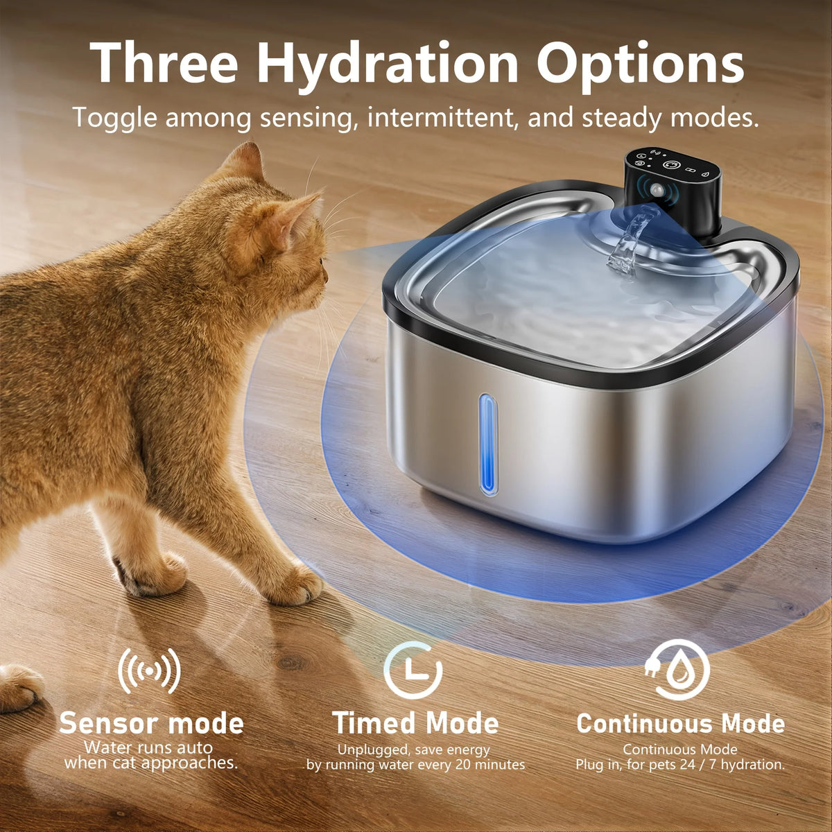 118 Oz Stainless Steel Smart Cat Water Fountain With Motion Sensor