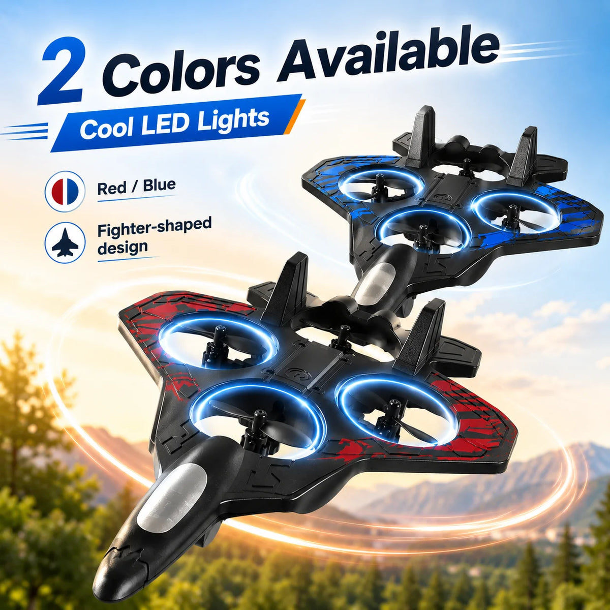 YL87 EPP Foam RC Fighter Plane With LED Lights and 360 Stunts for Kids