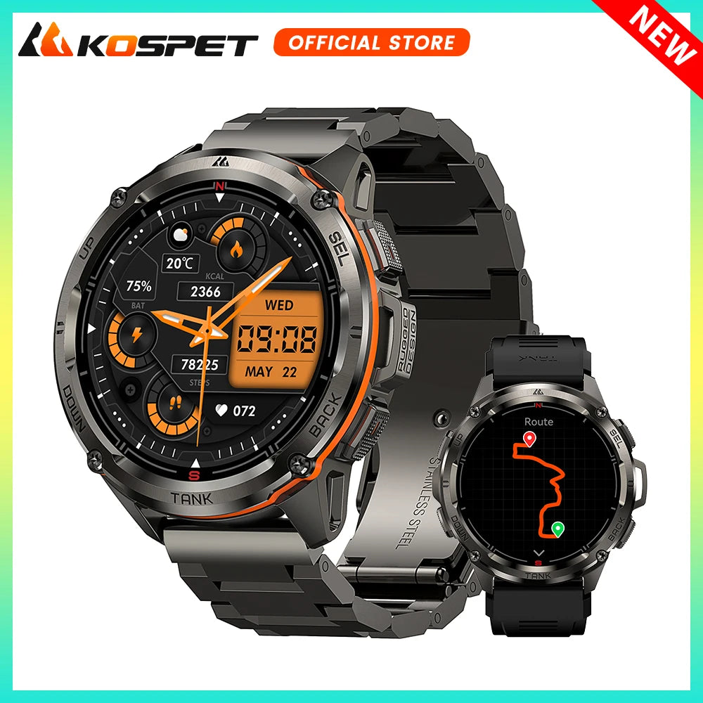 KOSPET TANK T3 Ultra GPS AMOLED Rugged Smartwatch for Men