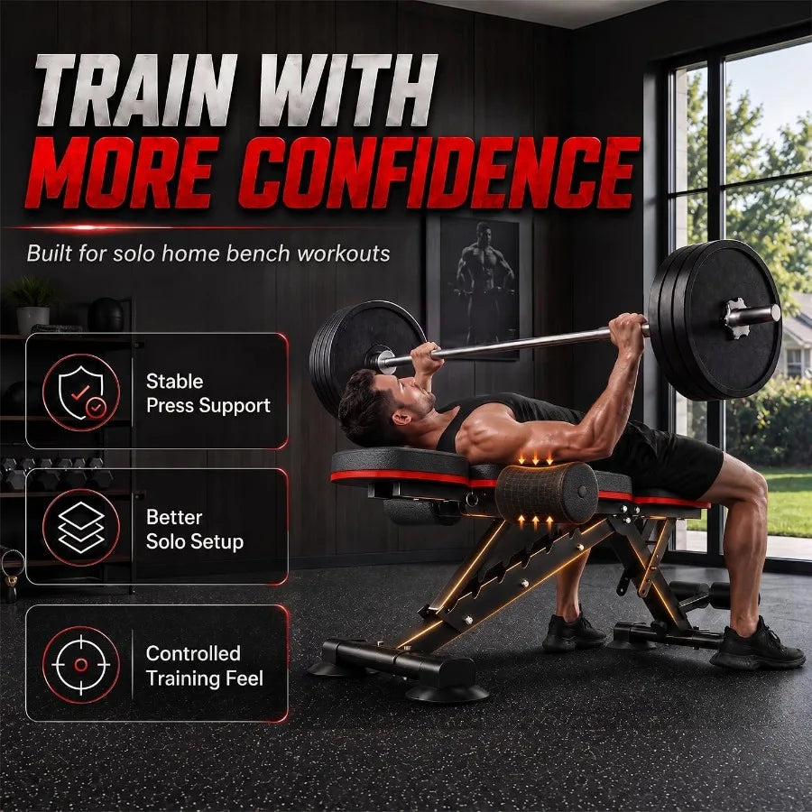 Adjustable Weight Bench with 8 Backrest Angles, 3-Position Leg Support, 2-Position Arm Support, 886 LBS Steel Frame, Foldable Design