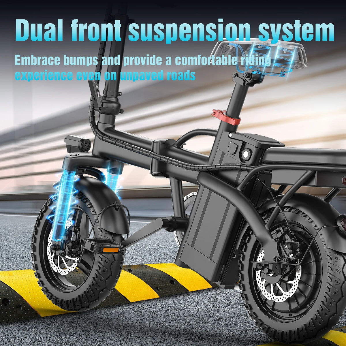 ASKGO Folding Electric Bike for Adults Teens, 750W Peak Commuter Ebike, 14" Portable Mini Ebike, 20MPH Max Speed, 25 Miles Range, Dual Brake, 3-Speed Modes