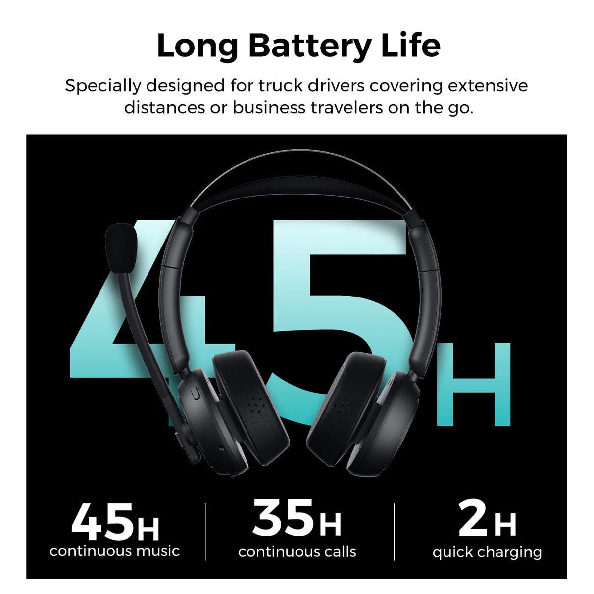 Nuroum Bluetooth 5.3 Wireless Headset With ENC Mic and USB Dongle