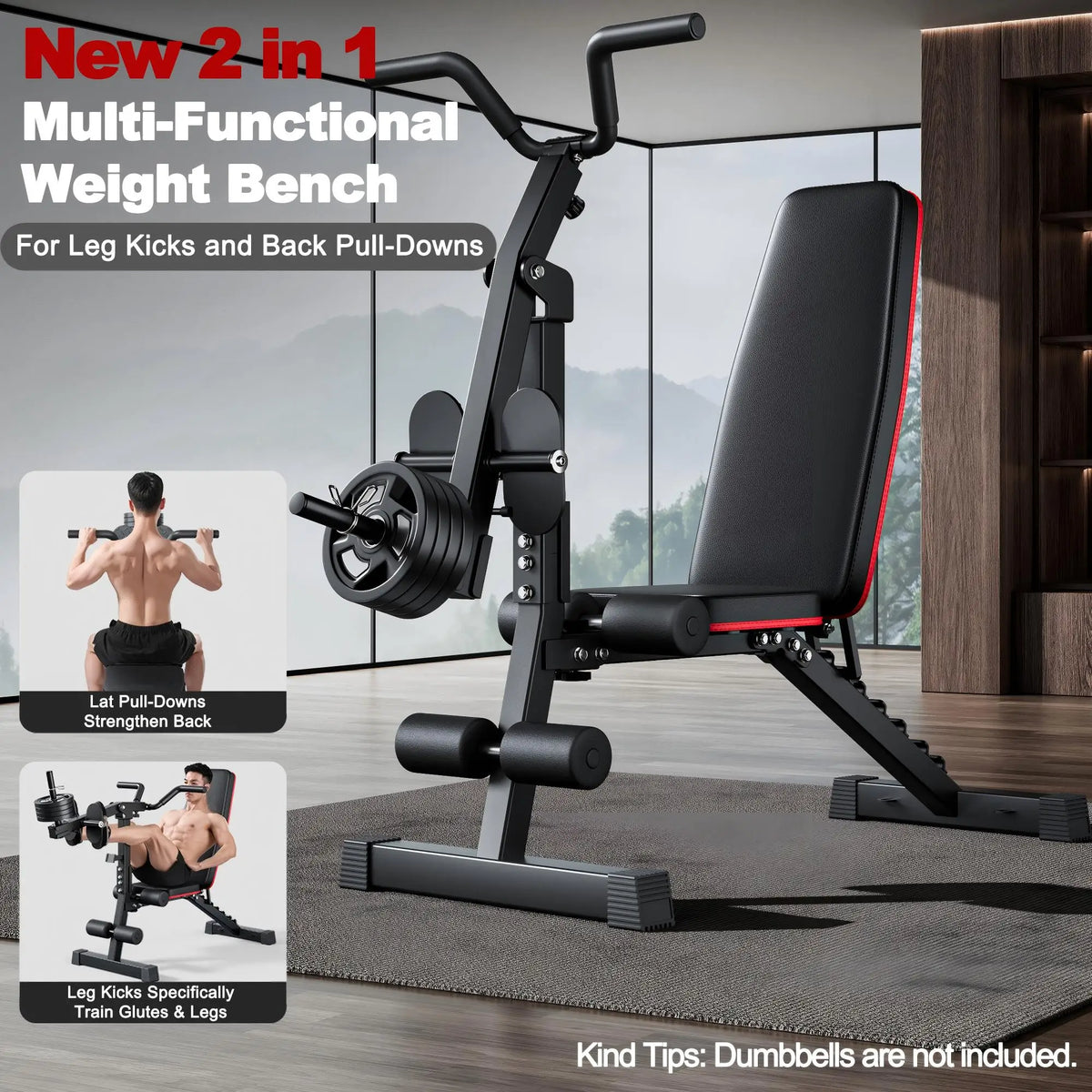 Adjustable Weight Bench for Home Gym with Lat Pulldown & Leg Developer, Upgraded Multi-Functional Workout Bench for Strength Training