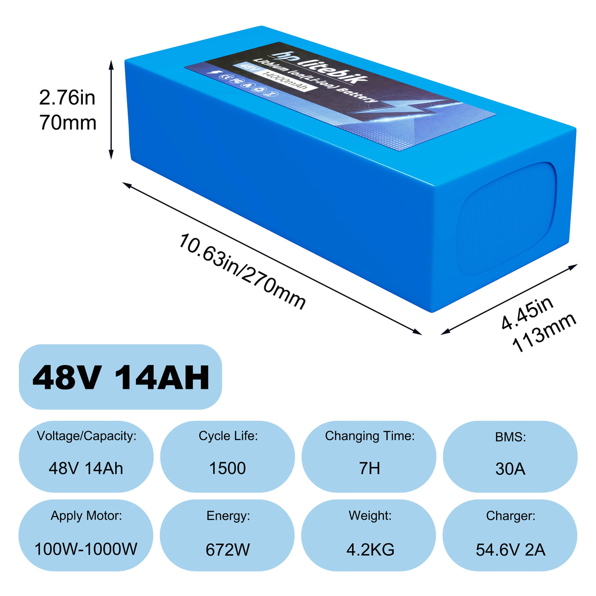 24V 36V 48V Battery, 10Ah/ 14AH/ 16AH/ 20AH Ebike Battery for 200-1200W Electric Bike Bicycle, Scooter and Other Motor