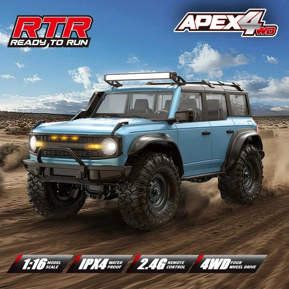 HB Model 1/16 RC Car 2.4G 4WD Off-Road Remote Control Cars with Colorful Lights Crawler Climbing Vehicle Toys for Adult