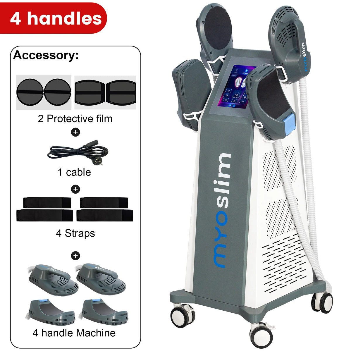 Professional Muscle Stimulation EMS Neo Machine 4 Handles MYOslim Electromagnetic Body Sculpting Beauty Equipment for Fitness