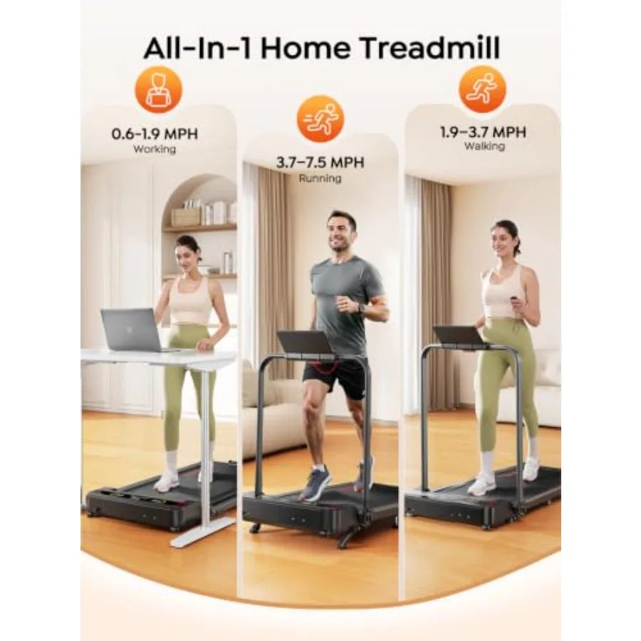Foldable 4 In 1 Walking Pad Treadmill With 9 Percent Incline And Handlebar