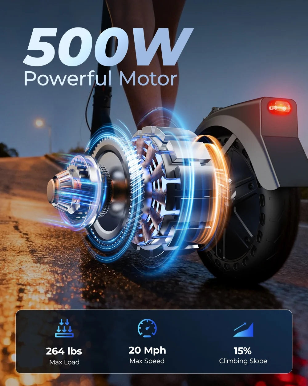 High Speed Electric Scooter Foldable E-scooter 500W 20 Mile Max Range 8.5 Inch Tire Double Suspension App Control Fast Charging