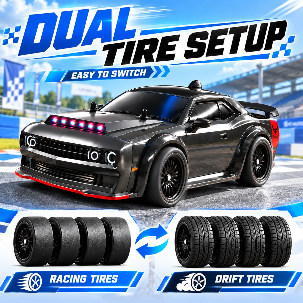 ZNLYRION SG216MAX 4WD Brushless RC Drift Car With LED Lights 2.4G