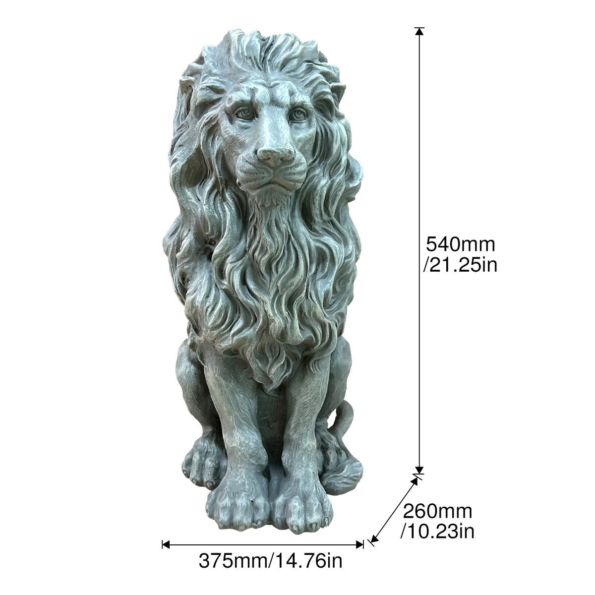 Sitting Lion Statue Outdoor Garden Decor, Weatherproof Magnesium Oxide Lion Sculpture, Freeze Resistant Lawn Ornament for Patio & Yard