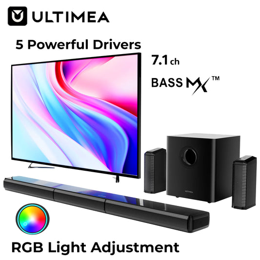 ULTIMEA 410W 7.1 Channel Soundbar with Wireless Subwoofer and Surround Speakers