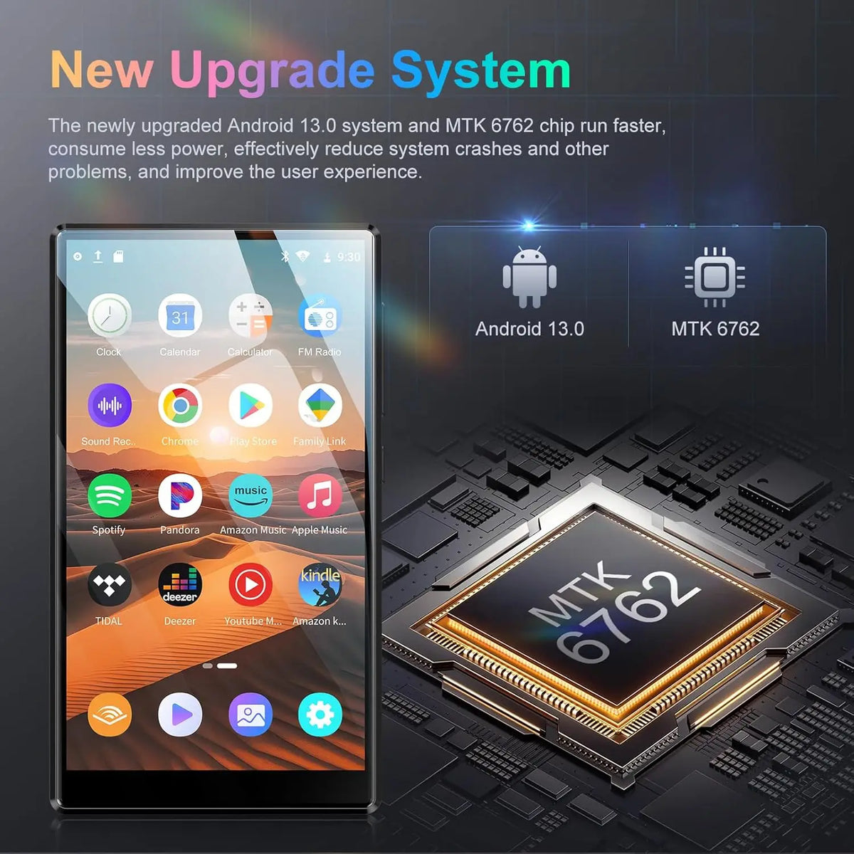Android 13 MP3 Player 4.7 Inch 1080P Bluetooth WiFi 32GB 96GB 1TB