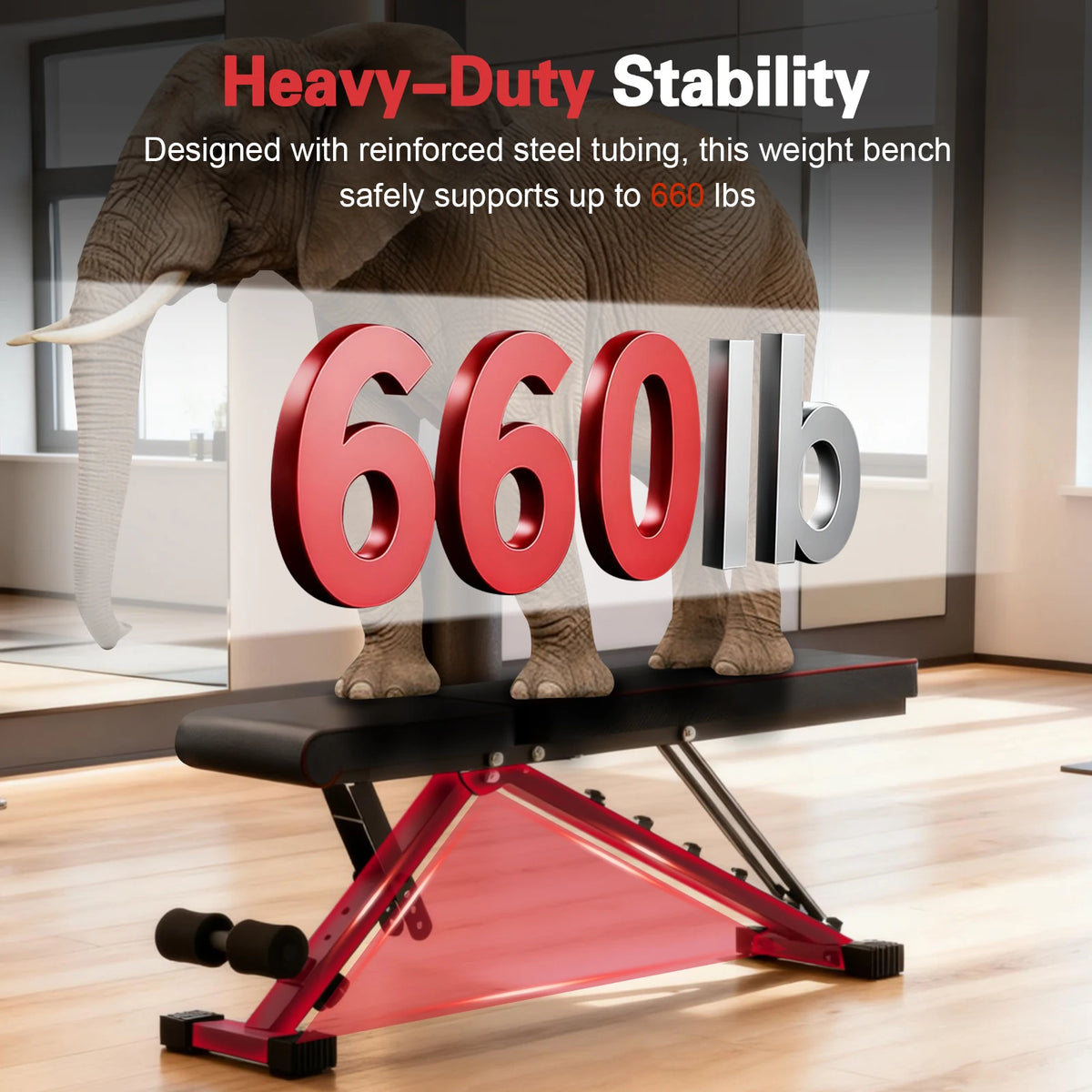 Adjustable Foldable Weight Bench 660 Lb Capacity 6 Position Backrest