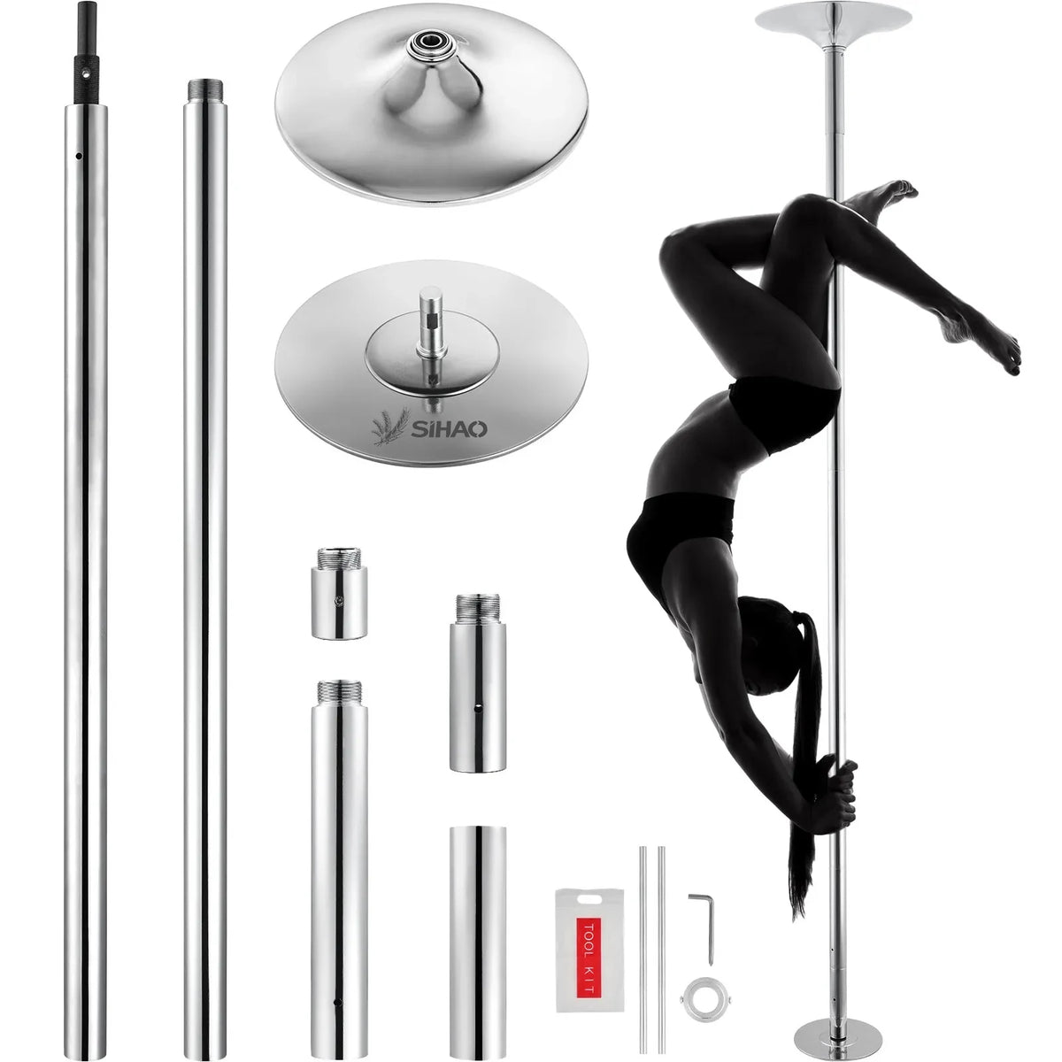 Adjustable Stainless Steel Spinning and Static Dance Pole Kit for Fitness