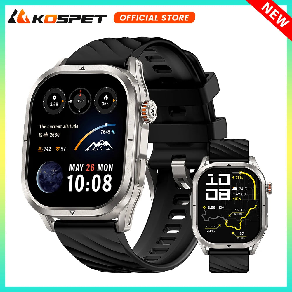 2025 KOSPET Magic P10 GPS Smartwatch for Men Dual Band GNSS AMOLED IP69K