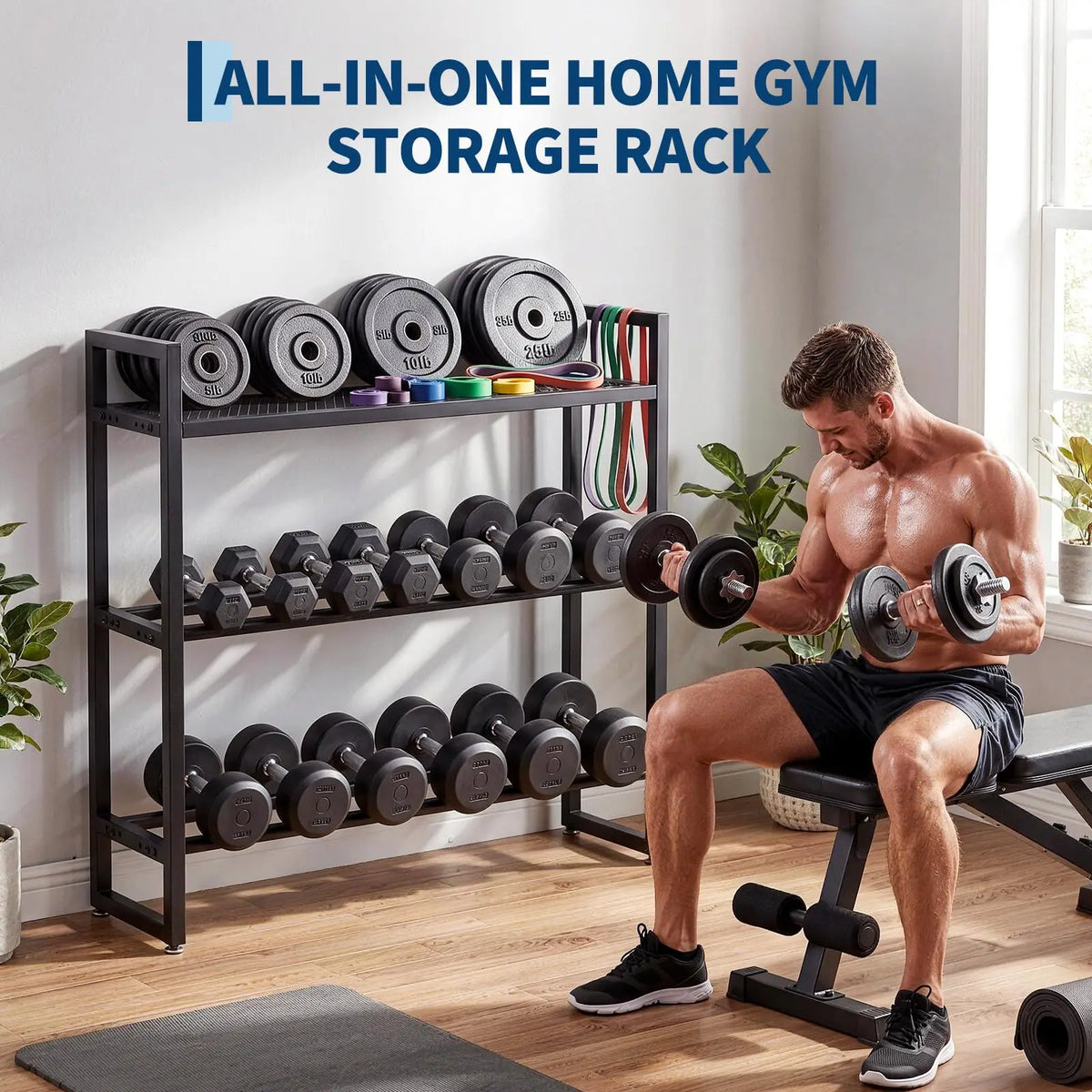 Dumbbell Rack 3 Tier 260 LB Per Tier Weight Rack 42.9 Inch For Home Gym