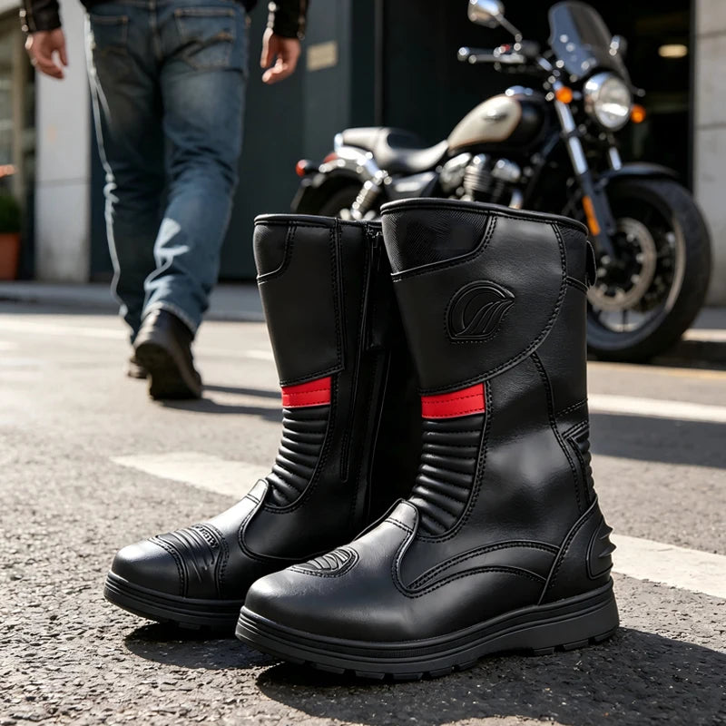 Off Road Motorcycle Boots for Men with Ankle Protection and Rubber Soles