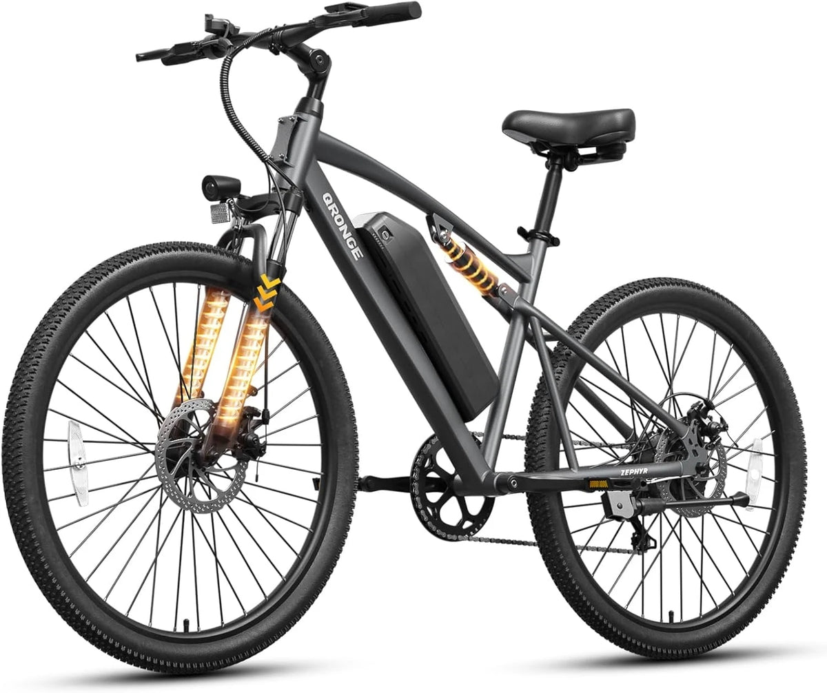QRONGE Zephyr 1000W Electric Mountain Bike 486Wh Battery Full Suspension