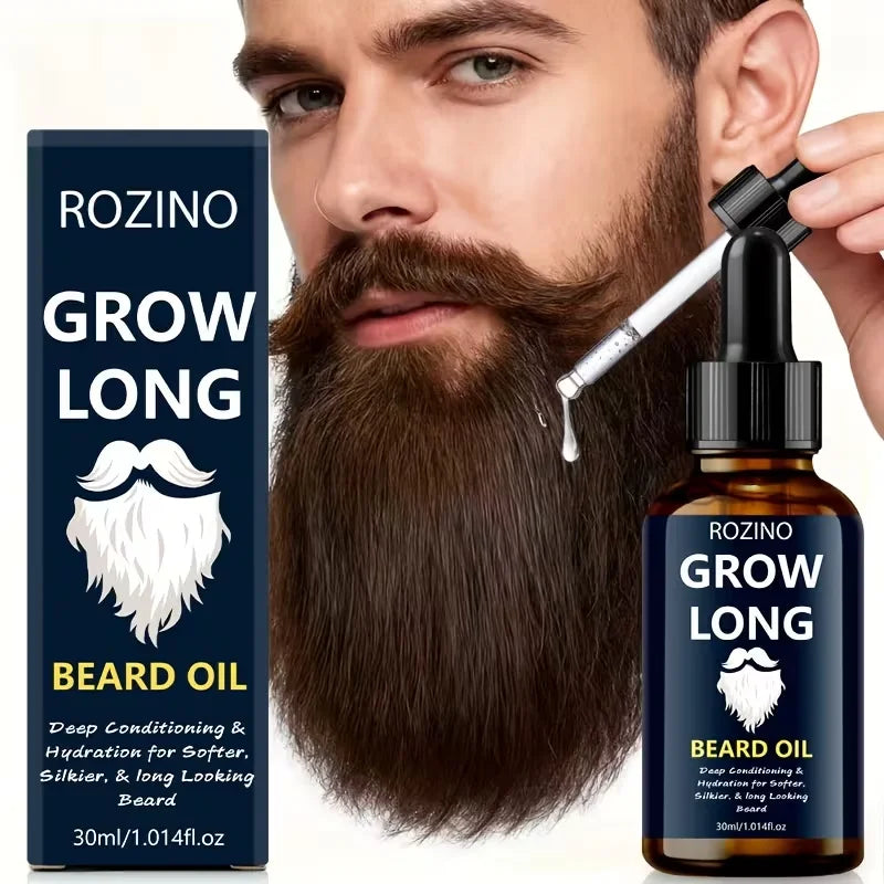ROZINO - 1.01oz Natural Beard Oil For Men : Infused With Glycerin & Jojoba Oil To Soften, Moisturize, Condition, And Strengthen Beard Hair While Boosting Natural Shine. Easy To Apply-the Perfect Gift For Men And A Must-have H