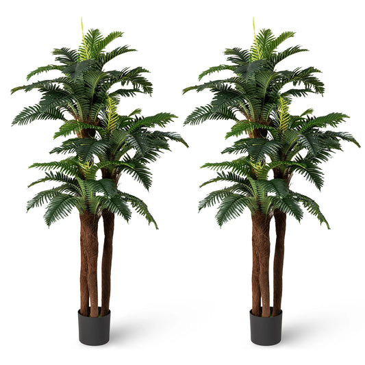 Artificial Palm Tree Set of 2 6.3 Foot Tropical Indoor Plants