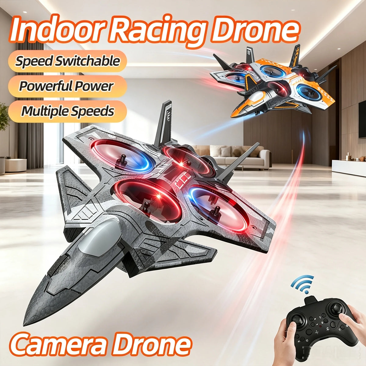 TongLi M5 RC JI Fighter Plane Drone with Stunt Flip Altitude Hold