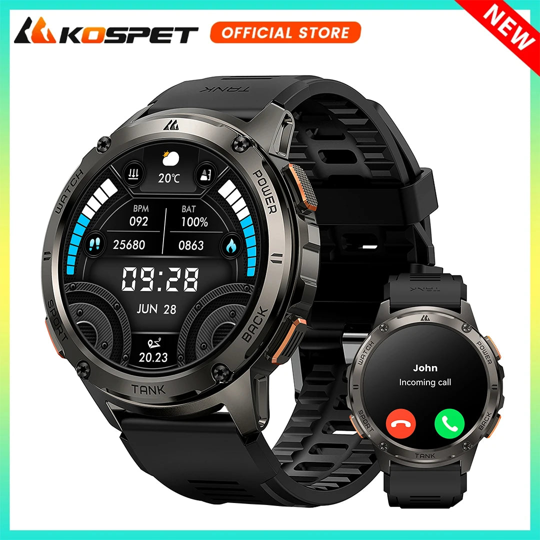 KOSPET TANK T3 Smartwatch for Men with AMOLED Calling and Fitness Tracking