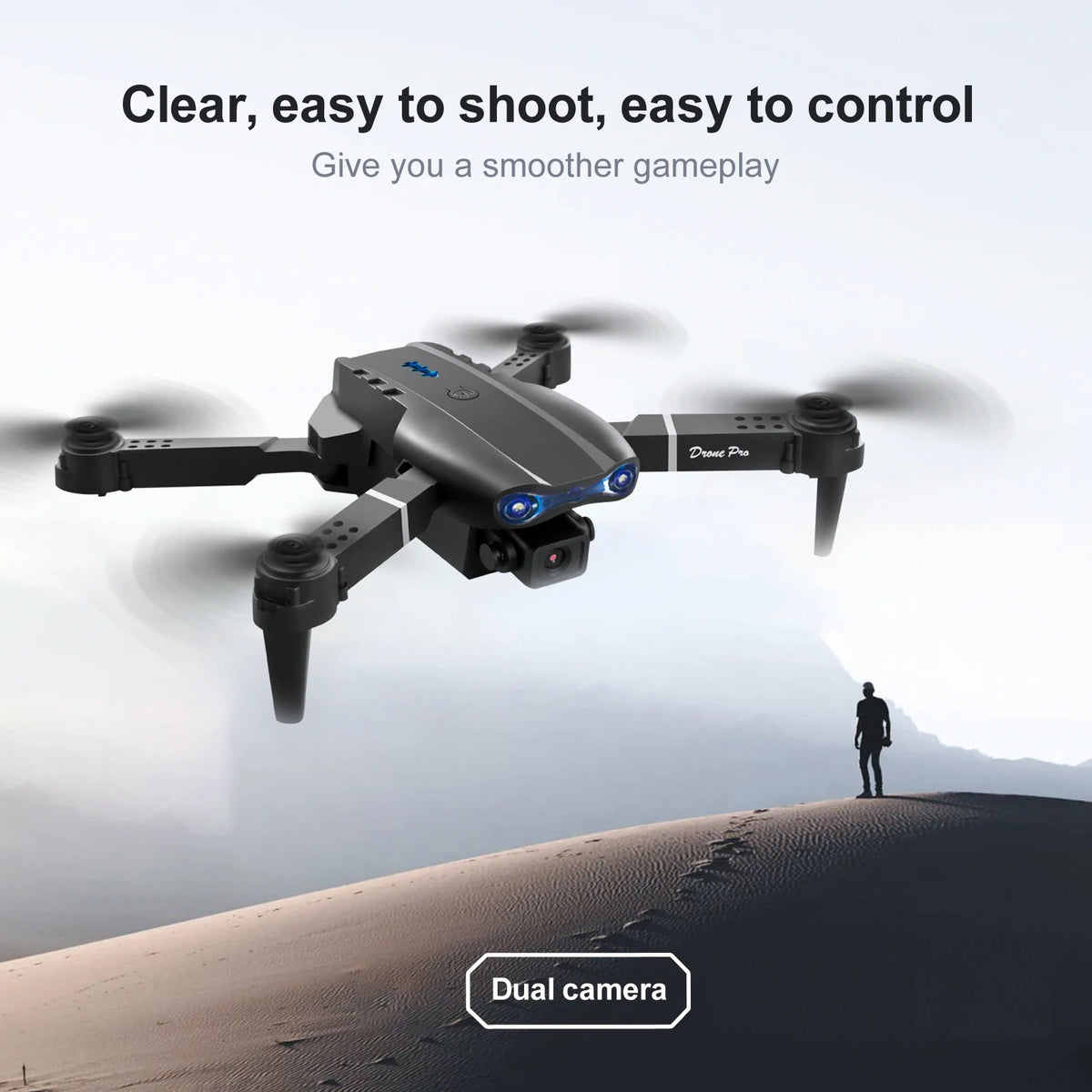 Foldable FPV Drone with Dual Camera, Optical Flow Hover for Beginners