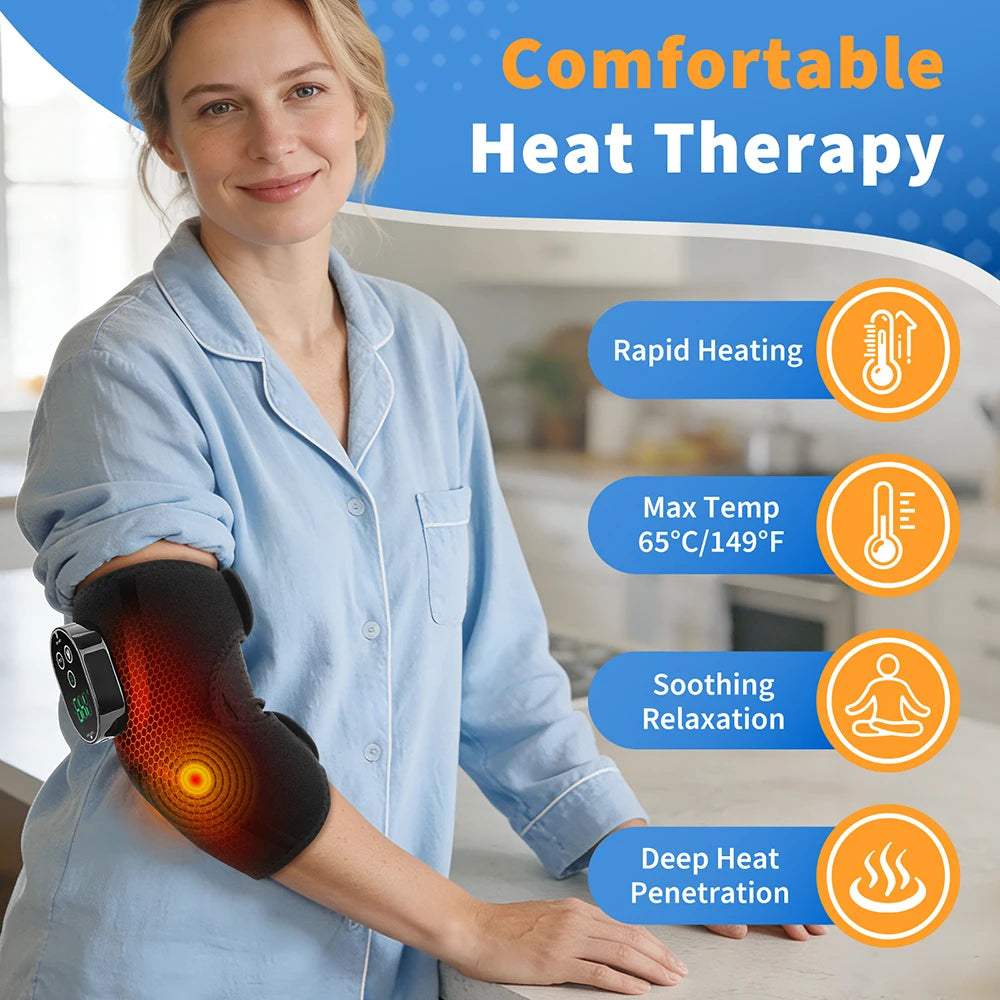 Cordless Heated Vibration Elbow Wrap Support Adjustable Arm Massager Warmer for Elbow Relaxation Muscle Comfort Daily Use Home Office Fitness