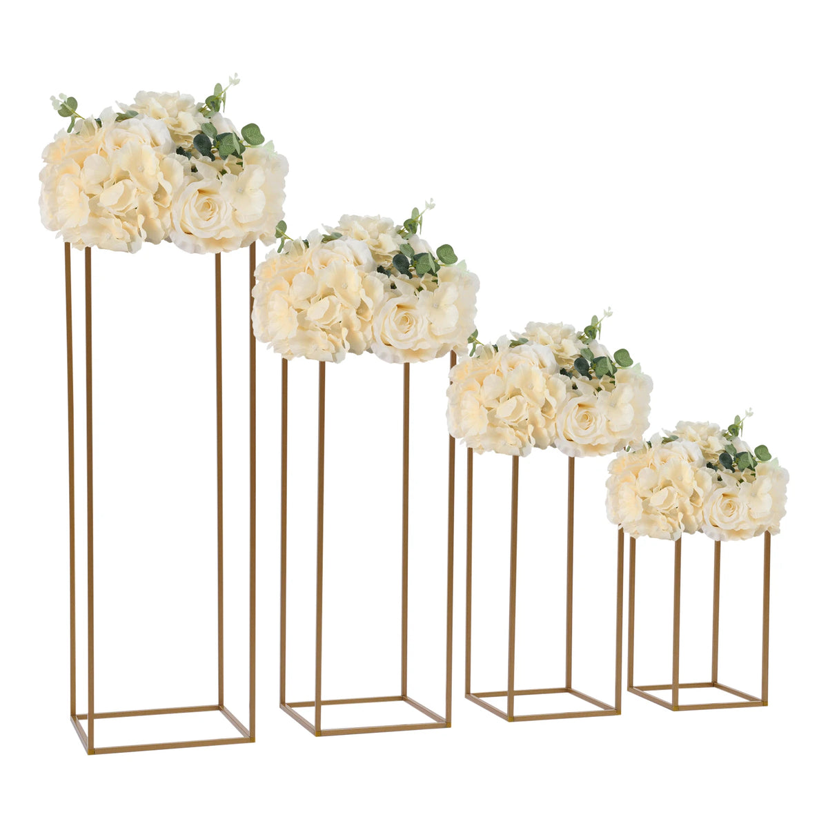 Gold Metal Wedding Flower Vase Stands Set of 4 for Centerpieces
