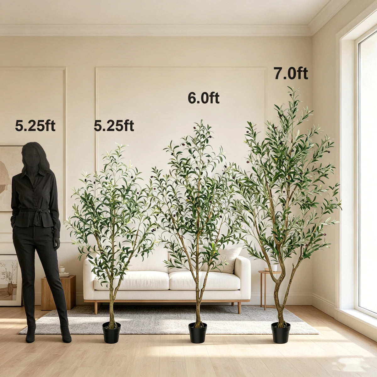 Artificial Olive Tree 5 to 7 Feet Tall with Pot for Home Office Decor