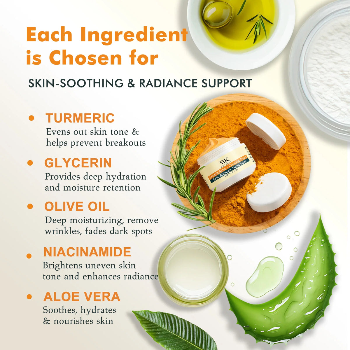 Turmeric Brightening Face Cream for Acne Dark Spots and Uneven Skin Tone