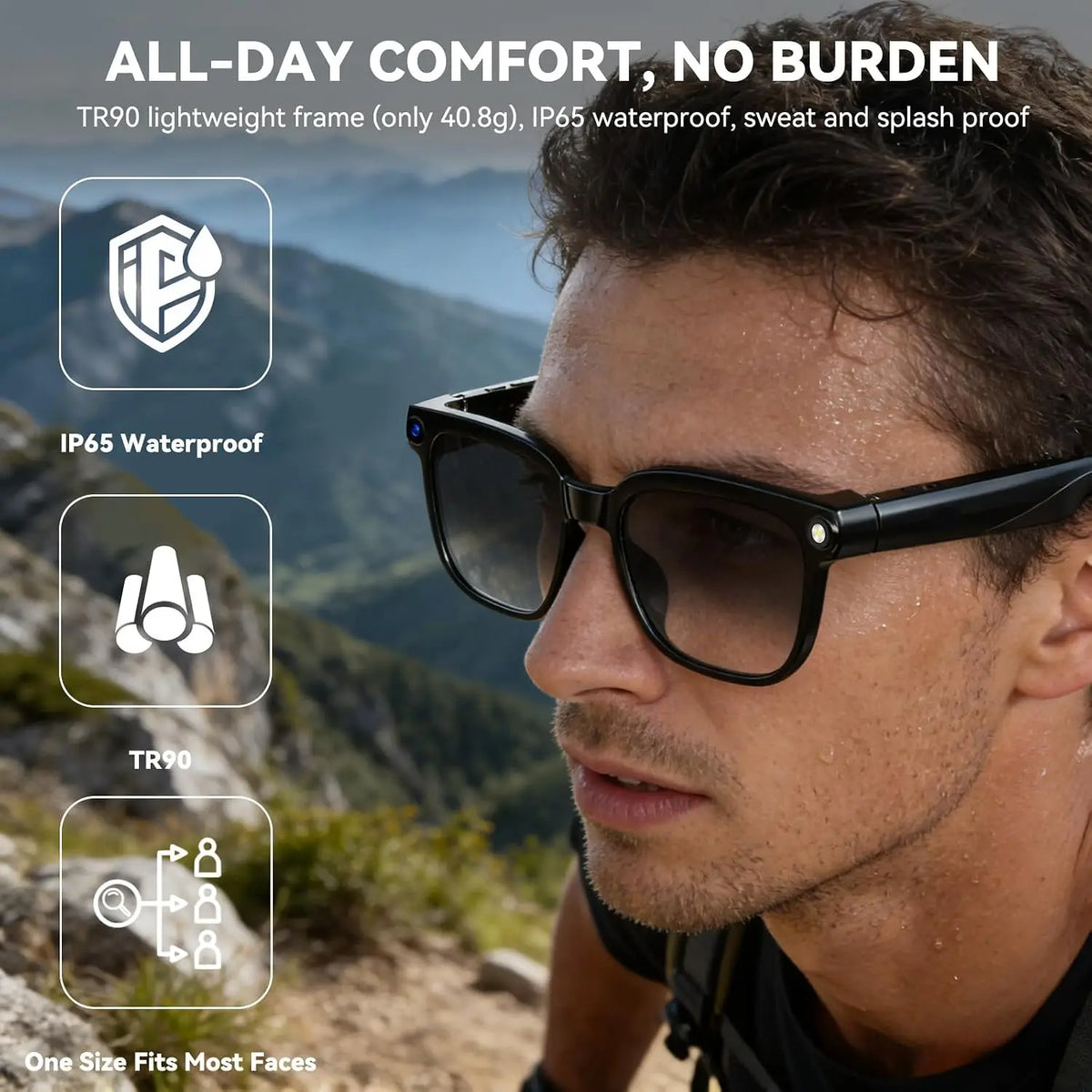 AI Smart Glasses With 8MP Camera 1080P Video Photochromic Lenses