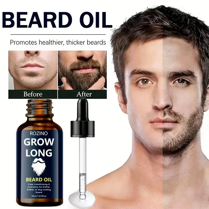 ROZINO - 1.01oz Natural Beard Oil For Men : Infused With Glycerin & Jojoba Oil To Soften, Moisturize, Condition, And Strengthen Beard Hair While Boosting Natural Shine. Easy To Apply-the Perfect Gift For Men And A Must-have H