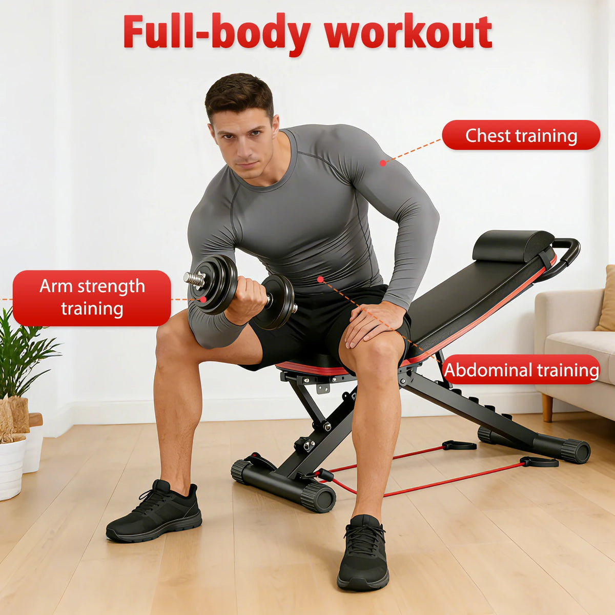 Adjustable Incline Decline Weight Bench for Home Gym Workouts
