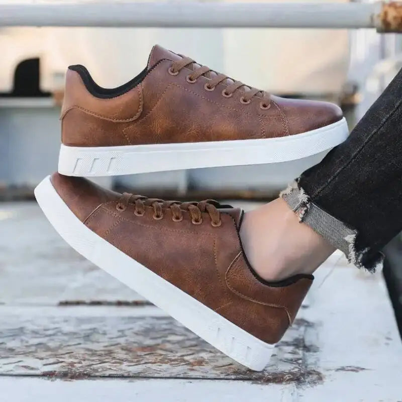Mens Casual Leather Loafers, Classic Spring Summer Flat Shoes