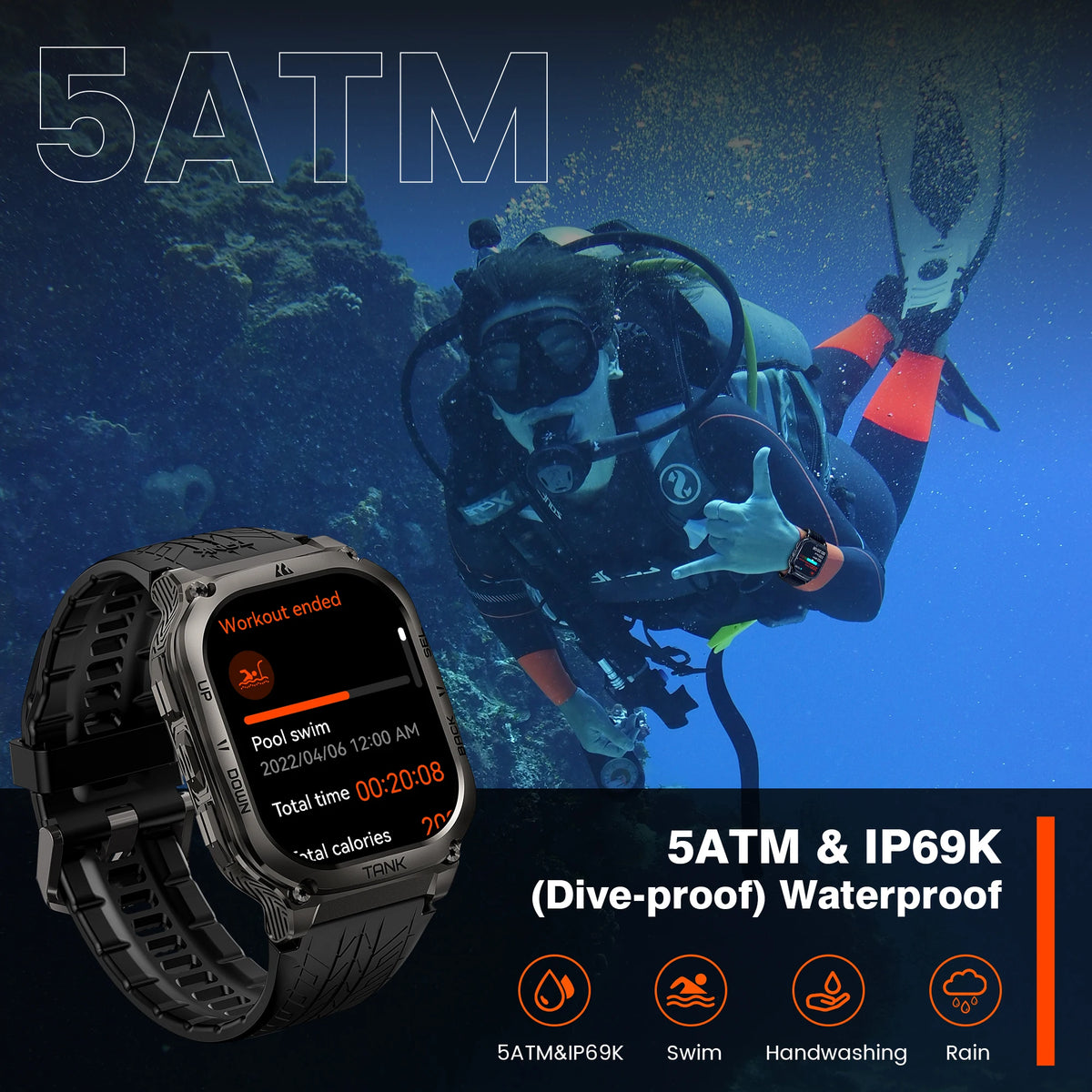 KOSPET Tank M3 AMOLED Smartwatch With Fitness Tracking And Bluetooth AOD