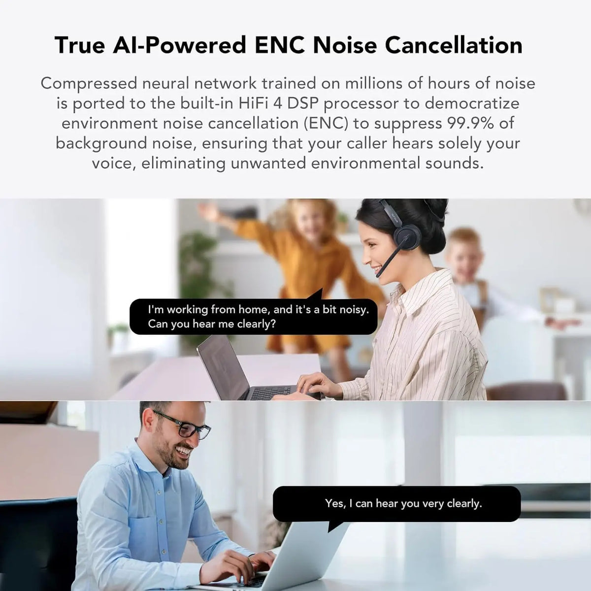 Nuroum Bluetooth 5.3 Wireless Headset With ENC Mic and USB Dongle