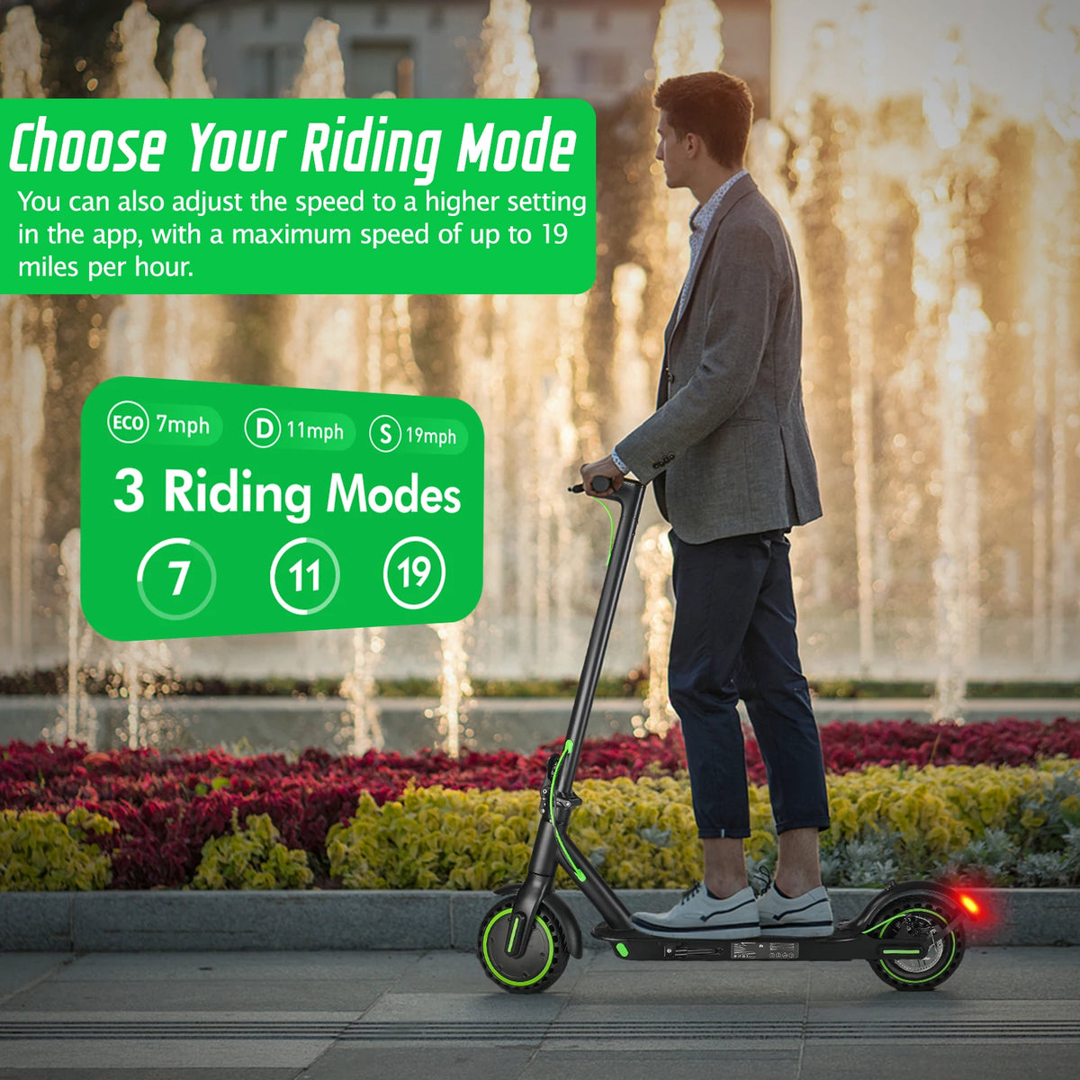Electric Scooter for Adults, 8.5" Tires, 19Mph, 350WW Motor, 36V 7.8Ah Battery，21Miles Range, Folding E-Scooter with Dual Suspension,APP Control