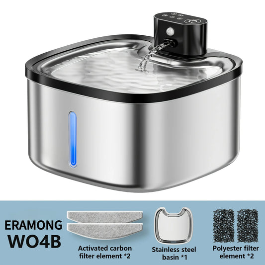 118 Oz Stainless Steel Smart Cat Water Fountain With Motion Sensor