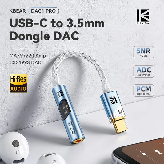 KBEAR DAC1PRO HiFi USB C DAC Dongle 3.5mm Audio Adapter CX31993
