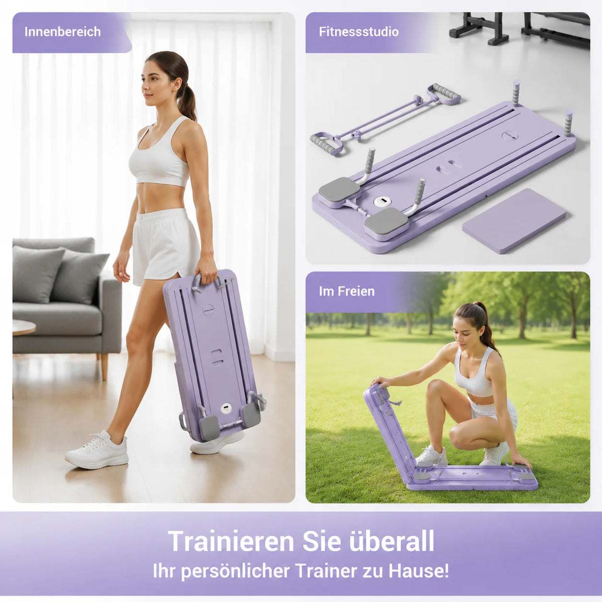 Foldable Pilates Board With Timer Resistance Tubes And Yoga Mat