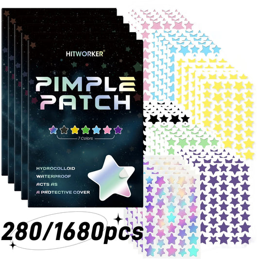 1680 Pimple Patch - Gentle and Non-Irritating, Covers Acne and Blemishes - 280 Star Shape Multi-Color Concealer Patches Daily Fa