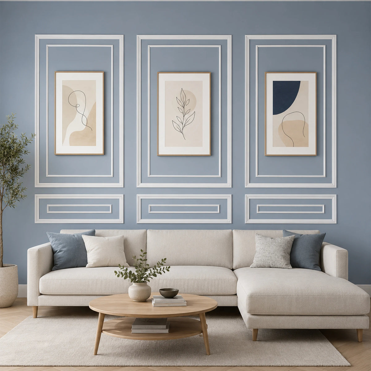Peel And Stick Double Frame Wainscoting Wall Molding Kit 3 Sets